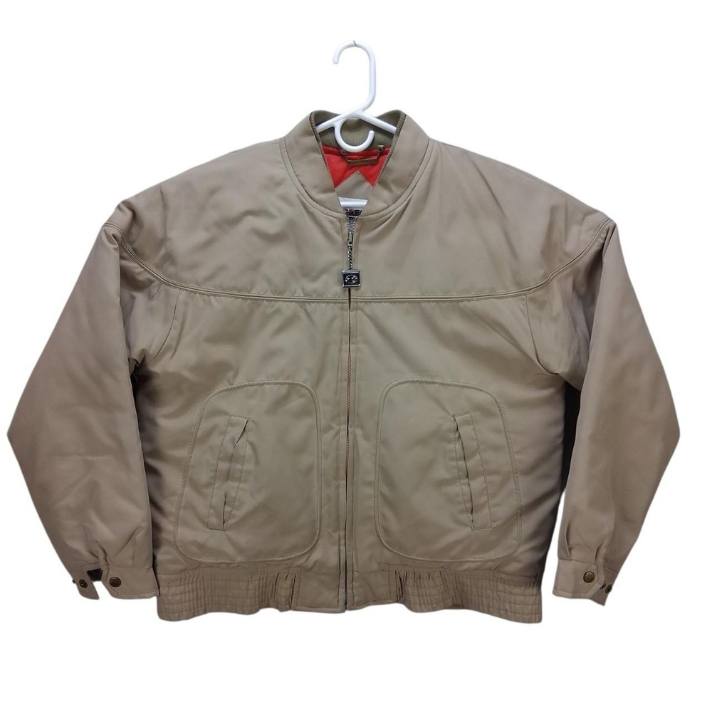 McGregor Mens Vintage Khaki Bomber Jacket Quilted Red Lining Medium RN 46652